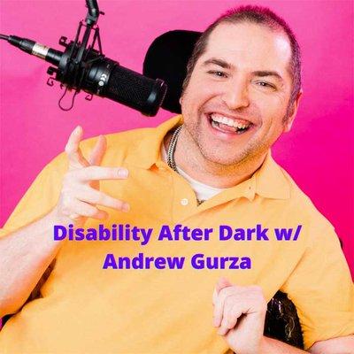 Andrew Gurza with a microphone
